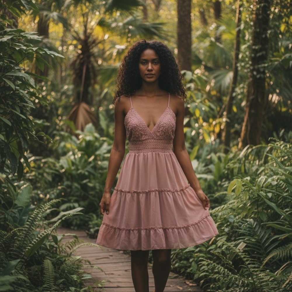 Elegant Blush Pink Lace Mini Dress